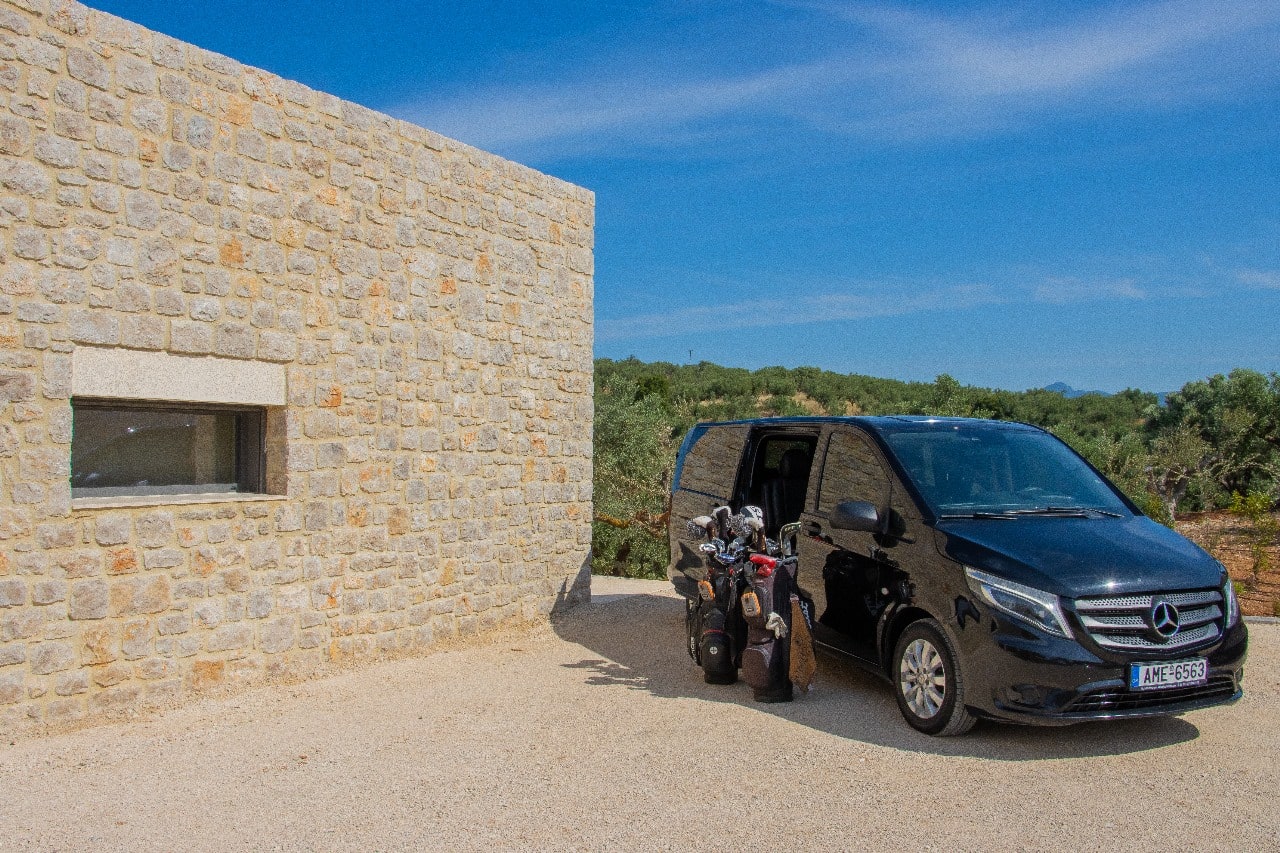 Premium private transfers, Costa Navarino to Kalamata Airport and Athens Airports, ancient sites, and seaside towns in Messinia.